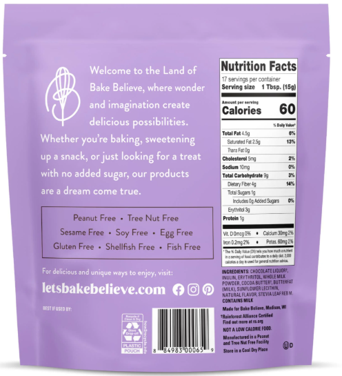 Bake Believe, Keto-Friendly, Milk Baking Chips, 9 oz. Pouch - Image 3