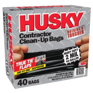 Husky Heavy Duty Contractor Bags, 42 Gallon, 40 Bags, 2 Mil