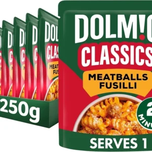 Dolmio Classics Meatballs Fusilli Ready in 2 Minutes Pasta Ready Meal, 6x 250g