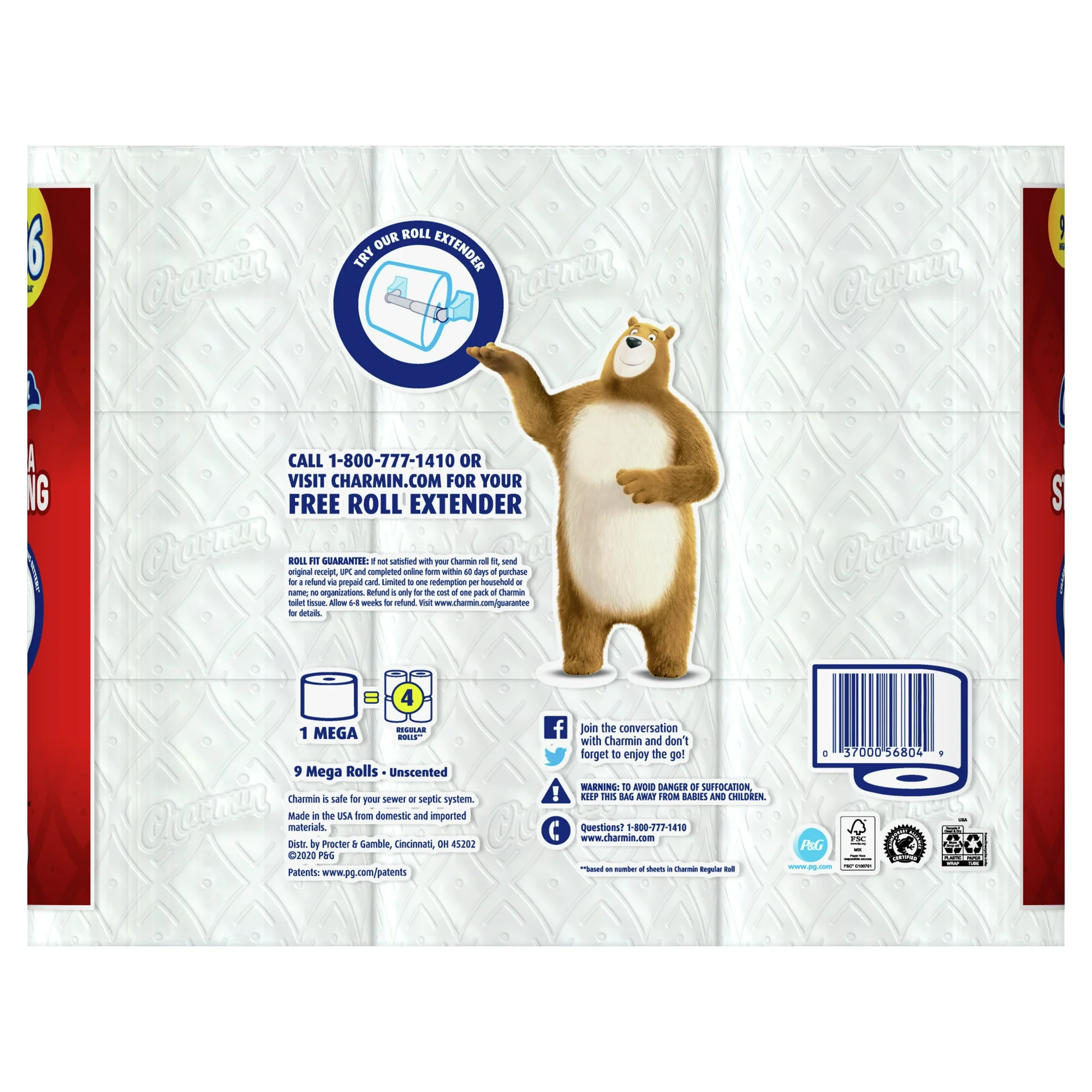 Charmin Ultra Strong Toilet Paper, 9 Mega Rolls - Image 3